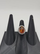 Vintage Baltic Amber Sterling Silver Ring - Size 6