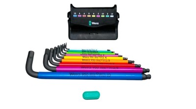 Wera 950/9 Hex-Plus Multicolour 3 Winkelschlüsselsatz, BlackLaser, 9-teilig