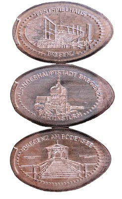 ÖSTERREICH Bregenz Seepromenade DOPPELSEITIG ● Elongated Coins ● kompletter Satz - Bild 1 von 2
