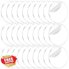40PCS Acrylic Keychain Blanks, Clear Circle Ornaments w/ Hole