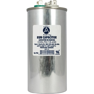 Appli Parts Dual Run Capacitor for ac 70+10 Mfd uF (microfarads) 370VAC or 450VA