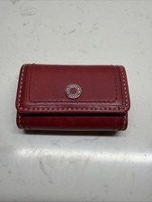 Coach Travel Size Red Leather Contact Lens Case w/ Mirror.