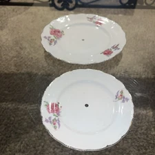 Vintage Japan Roses 2 Replacement Plates For A Tier Dessert Stand