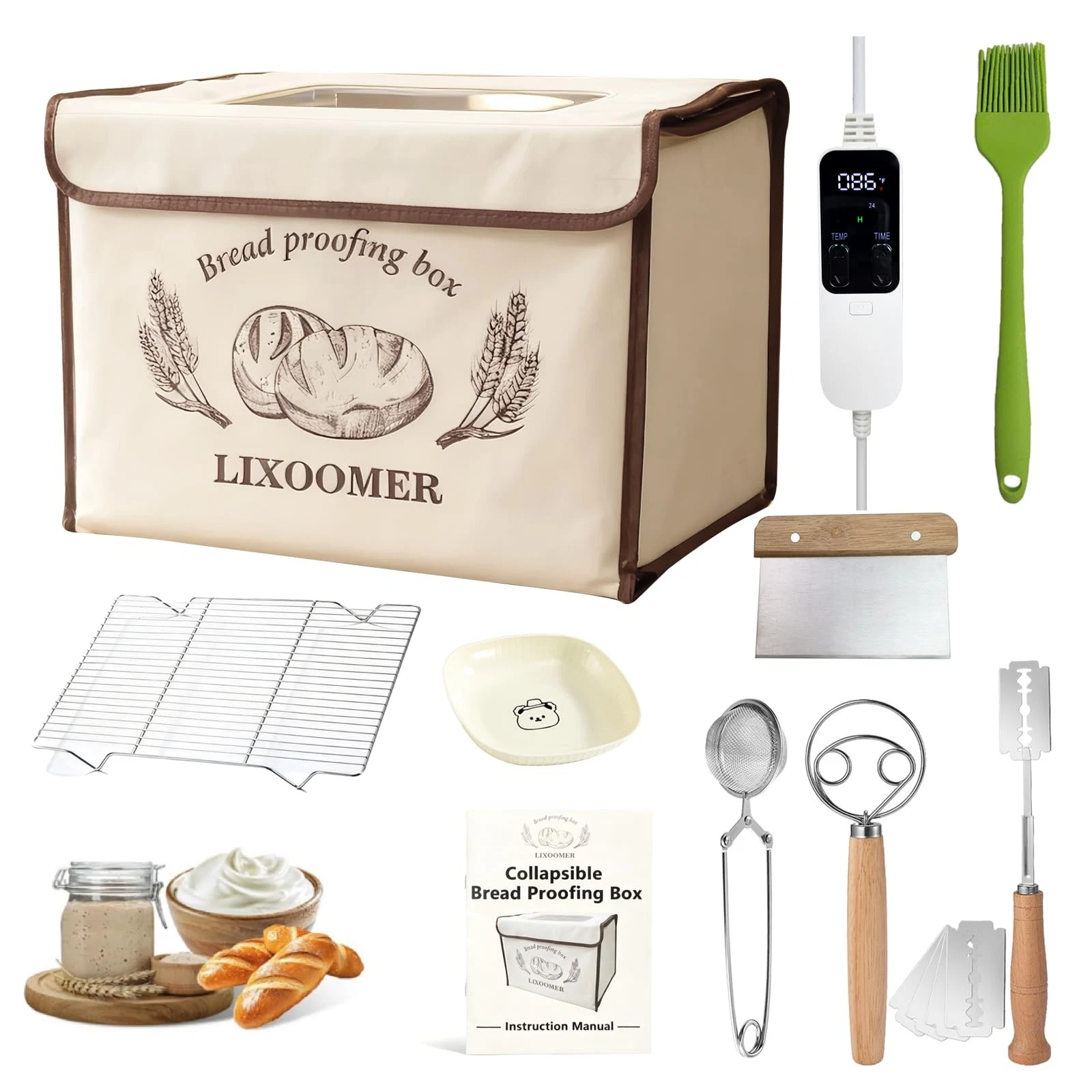 LIXOOMER Collapsible Bread Proofing Box with 68-115°F Temp Control & Clear