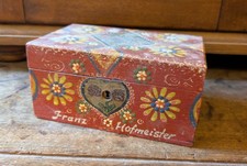 Holz Schatulle Schachtel Berchtesgaden antik Volkskunst bunt bemalt
