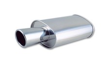 Vibrant Streetpower Oval Muffler 2.5in Inlet 4in Tip Stainless Steel 1046
