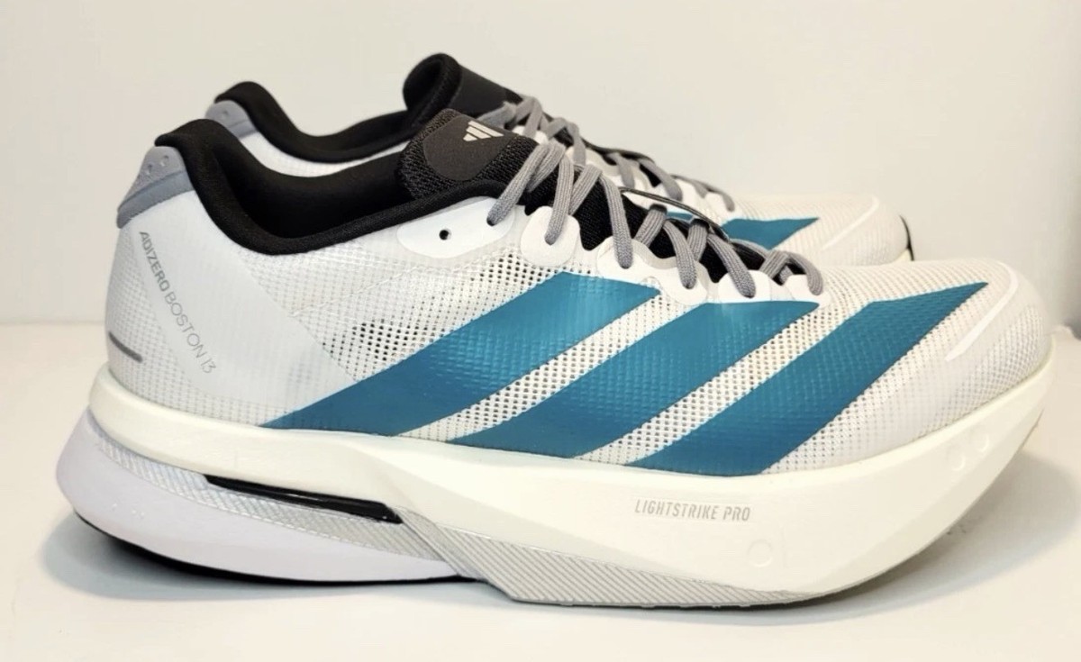 Size 14 - adidas Adizero Boston 13 White Pure Teal JR4791 | eBay