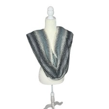 Missoni Mohair Blend Gray and Blue Knit Infinity Scarf. One Size.