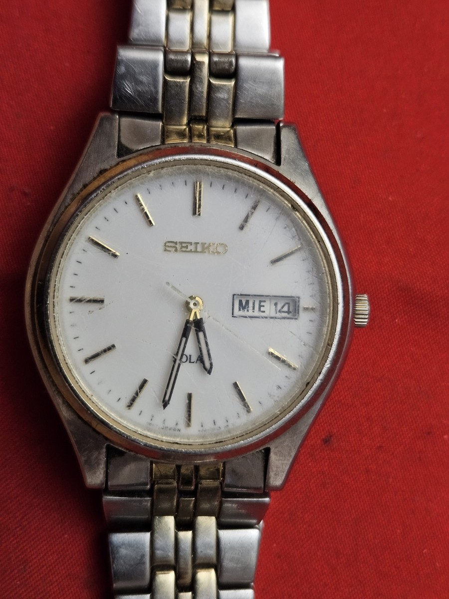 Vtg Seiko V158-0AA0 A4 Solar Mens Watch Running | eBay