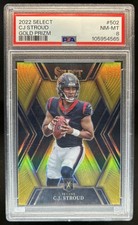 2022 Panini Select C.J. Stroud Gold Prizm Rookie RC XRC JSY #7/10 Texans PSA 8
