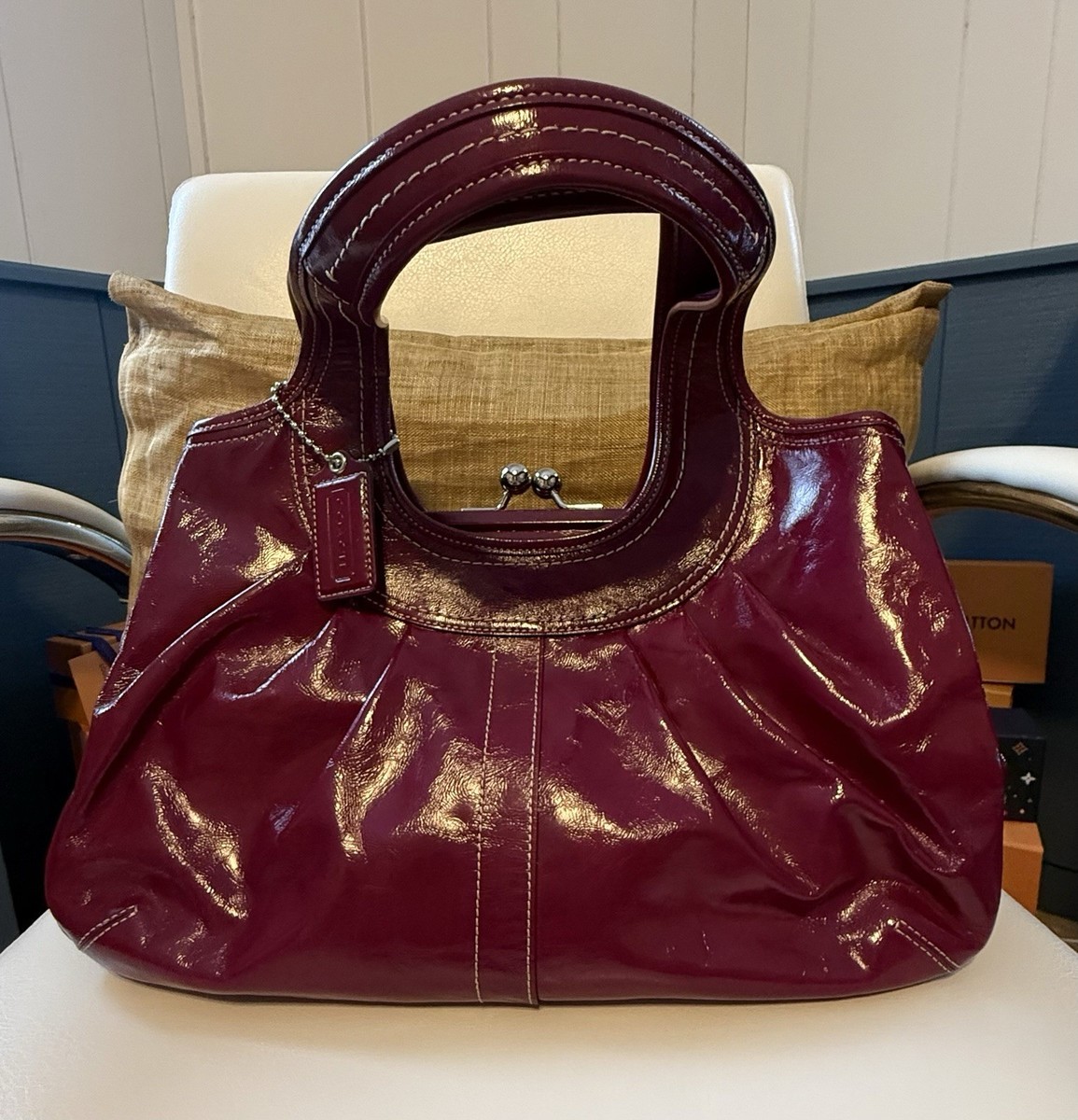 Vintage Coach Ergo Hobo Bag in Magenta Leather with Kiss-Lock | eBay