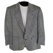 Pierre Balmain 100 Silk Herringbone Blazer Gray Tailored Jacket Size 42S
