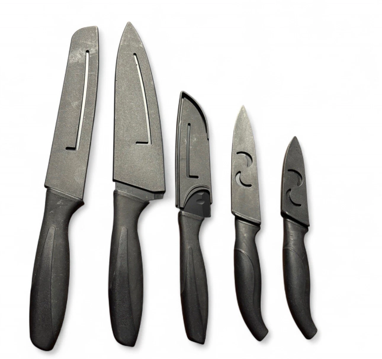 Sharper Image 10 Piece Kitchen Knife Set Black Non-Stick Blades with Sheaths