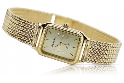 Beautiful Yellow 14k 585 gold Lady Geneve wrist watch lw023y&lbw003y