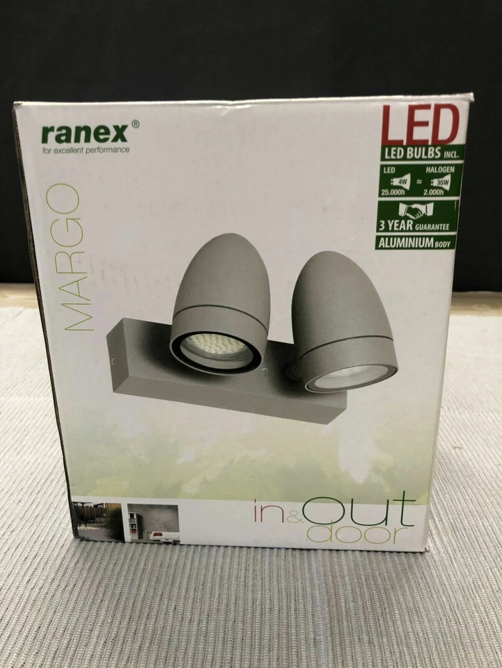 LED Wand Außenleuchte aus Aluminium-Glas, Grau Ranex 5000.480 warm weiß/ 38° Abs - Bild 3 von 3