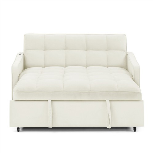 Loveseat Sofa Bed Pull-out, Adjustable Back, Arm Pockets, TypeC & USB Charging - Picture 20 of 24