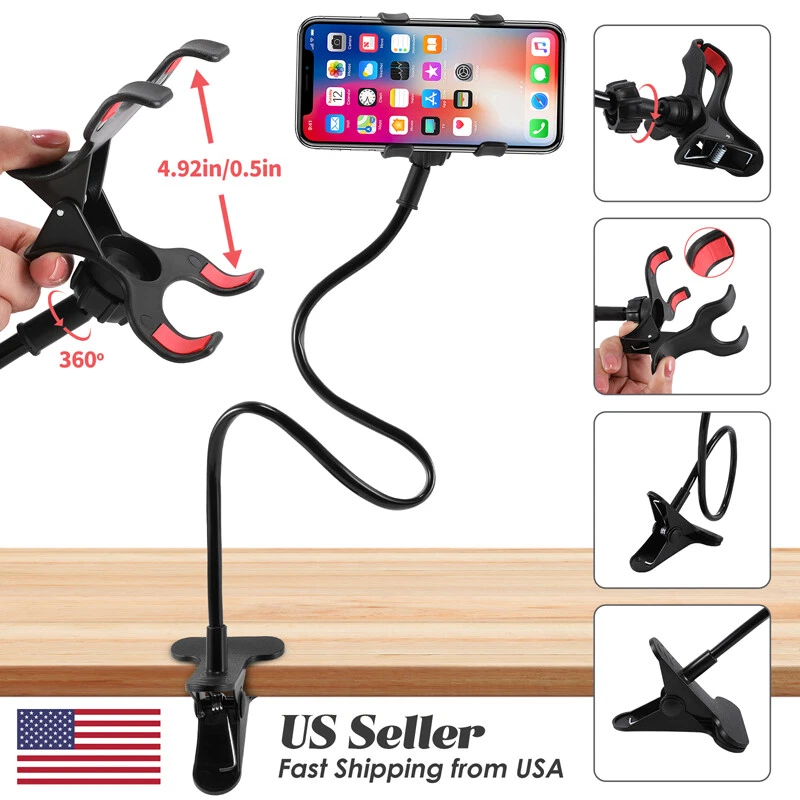 Soporte flexible de 360 clips para teléfono celular móvil cama perezosa soporte de escritorio soporte de montaje Foto 3 de 4