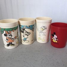 EAGLE Walt Disney Plastic Cups Mickey Minnie Mouse Made in USA Set Rare Vintage