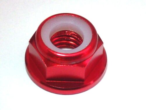  M6   Aluminium ANODIZED  Alloy Flange Nylon Insert Lock Nut Self-locking RED - Picture 1 of 3