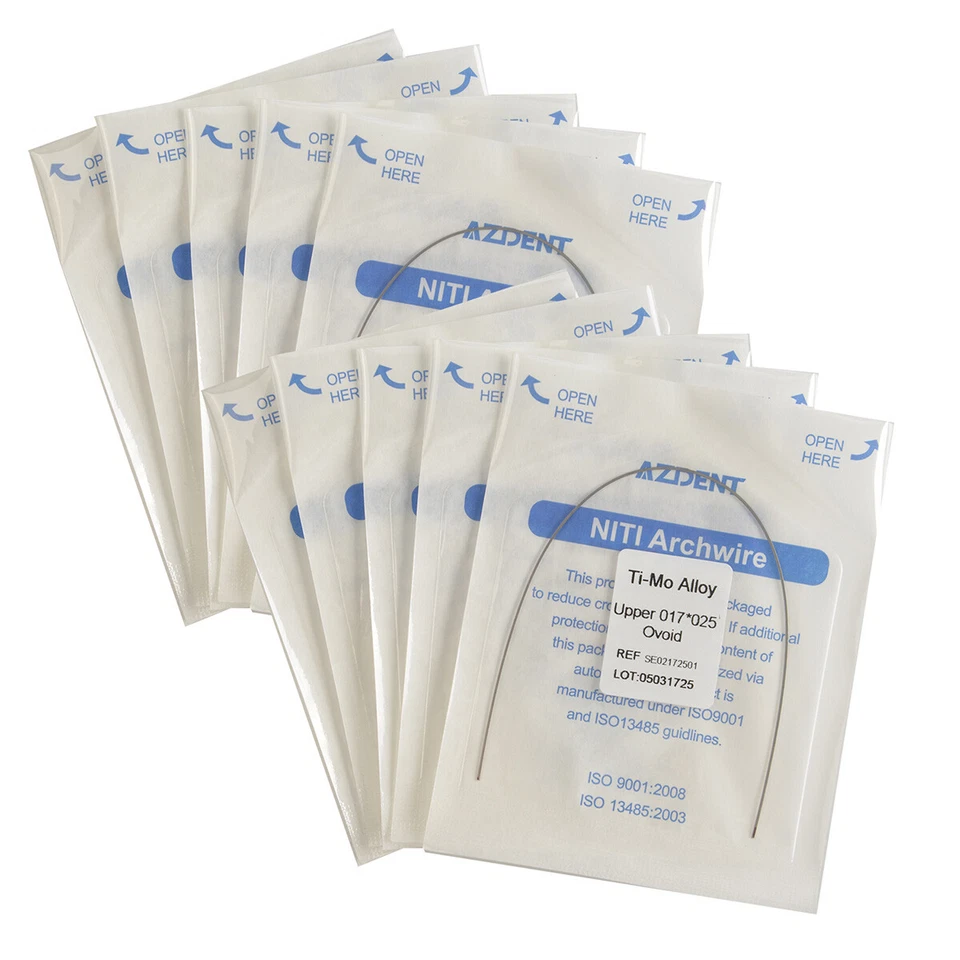 Dental Ortho TMA Titanium Molybdenum Alloy Arch Wires 19*25/17*25 Upper/Lower