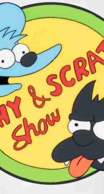 ITCHY & SRATCHY SIMPSONS T-SHIRT TOM JERRY PARODY HANNA BARBERA