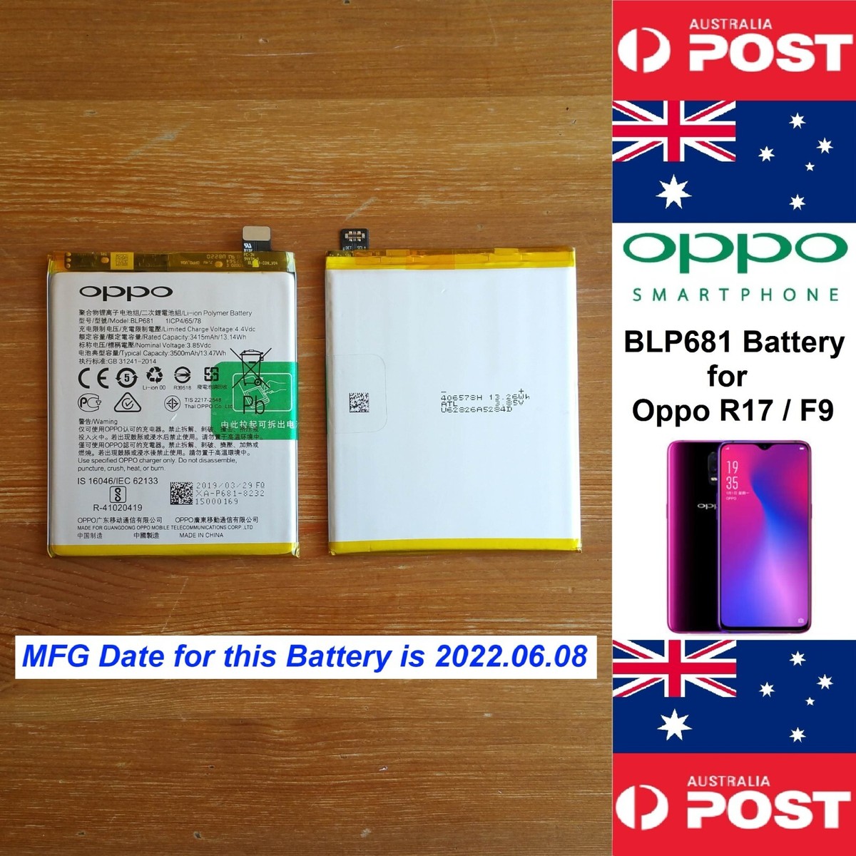 BLP681 GENUINE Battery for OPPO R17 / F9 3500mAh Good Quality