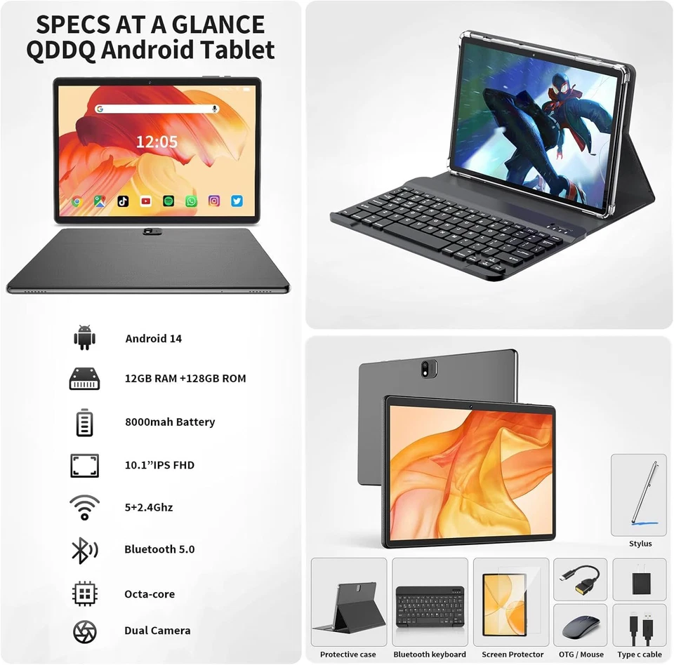 10" Android Tablet with Keyboard / Mouse / Stylus 12GB+128GB 2 8000Mah Battery - Image 2 of 4