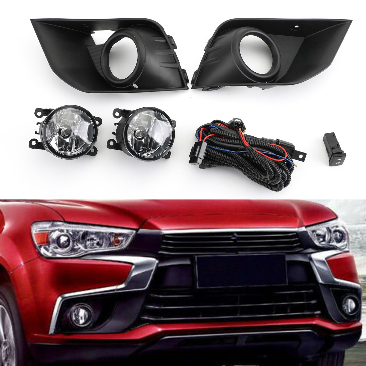 Replacement Front Fog Light Lamp Kit With Cover For Mitsubishi Outlander Sport/ASX/RVR 2016-2018