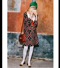 NWT. $3500 GUCCI Printed Dress Size IT40 US6 blue red