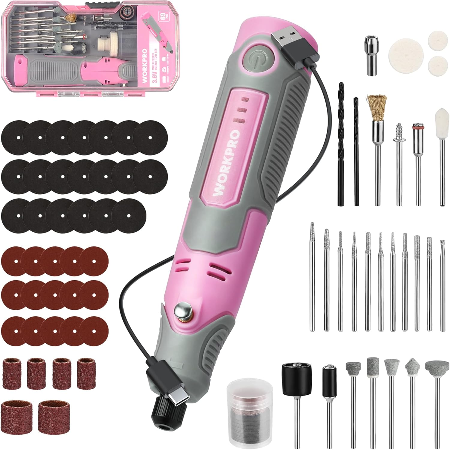 Cordless Rotary Tool Kit with 71Pcs Accessories, 3 Variable Speeds, USB Recharge
