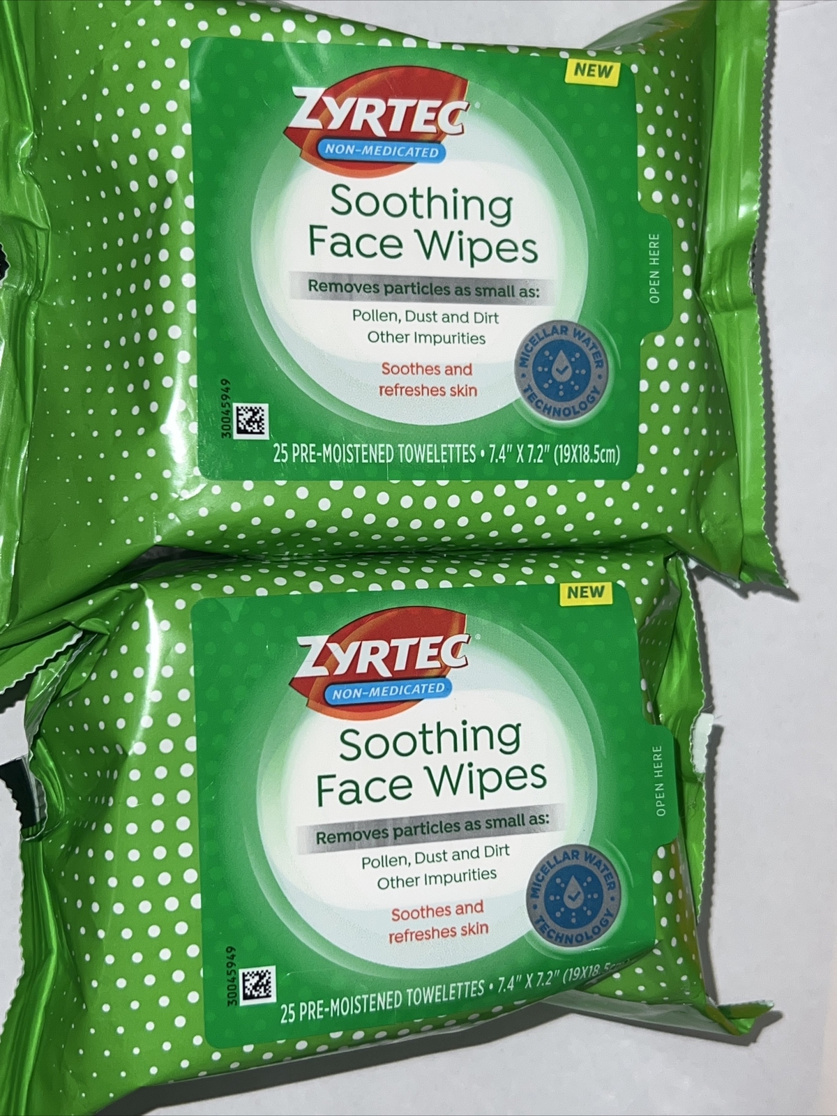 2 Pack Zyrtec Soothing Face Wipes Removes Pollen Dust 50 Towelettes