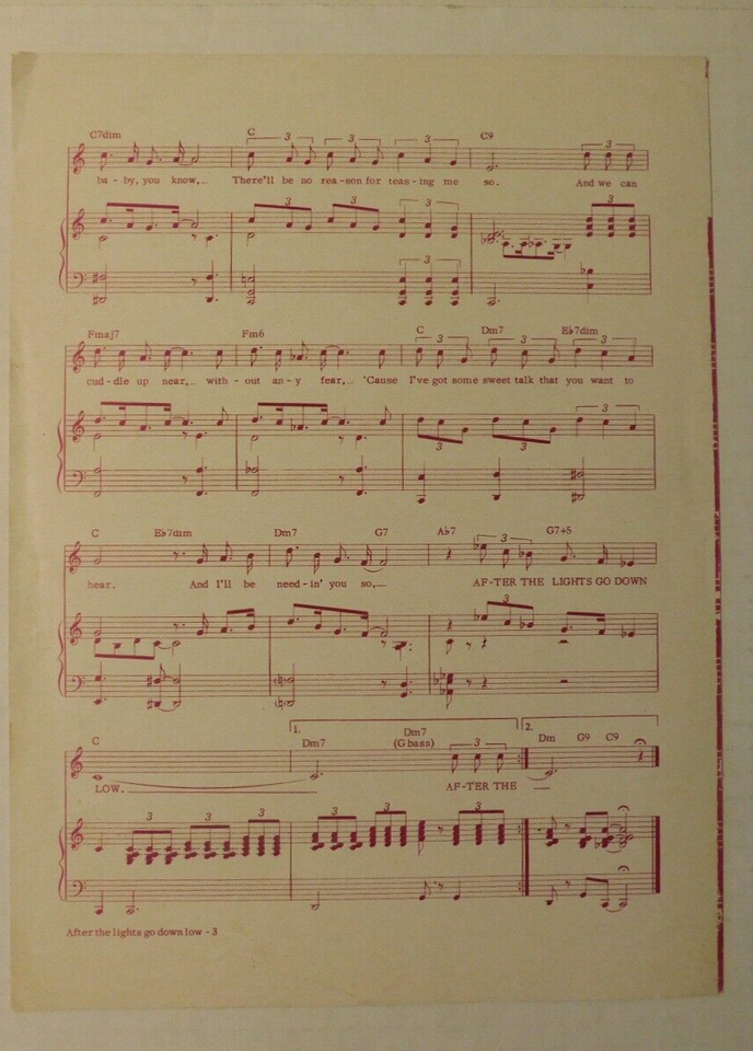 Sheet Music Al Hibbler "After The Lights Go Down Low" © 1956 eBay