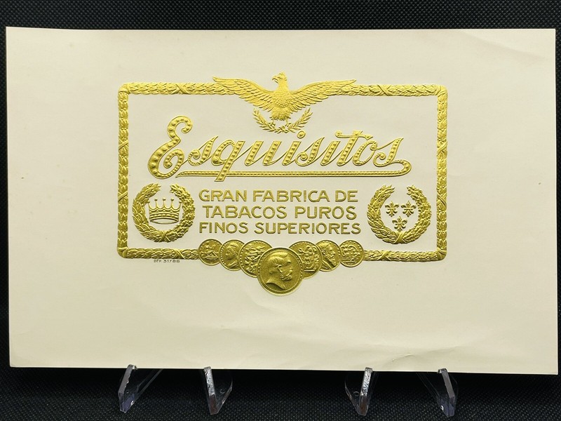 1900’s Original Vintage Cigar Box Label: Esquisitos - Embossed Antique Rare Art