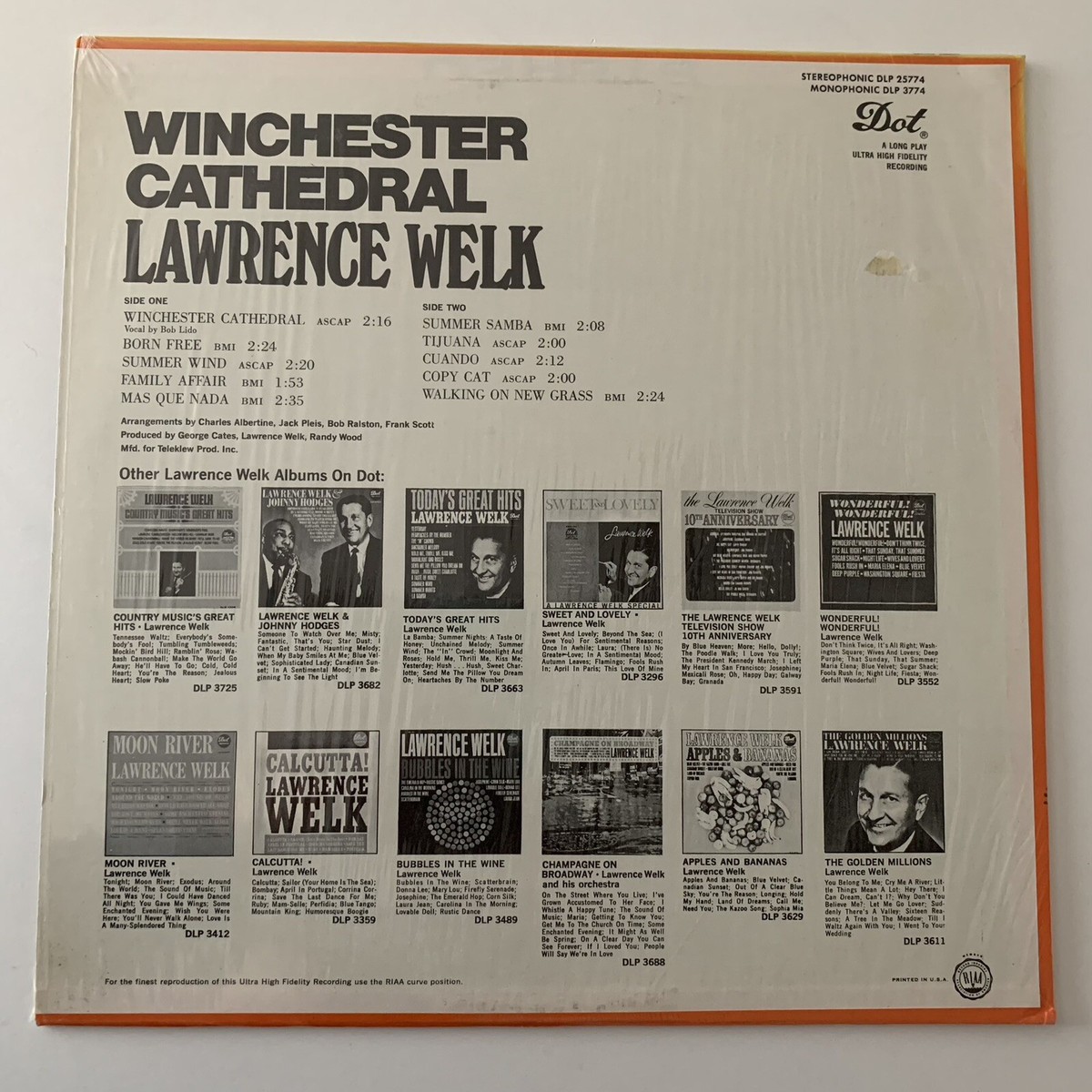 LAWRENCE WELK WINCHESTER CATHEDRAL DOT RECORDS VINYL LP 183-65