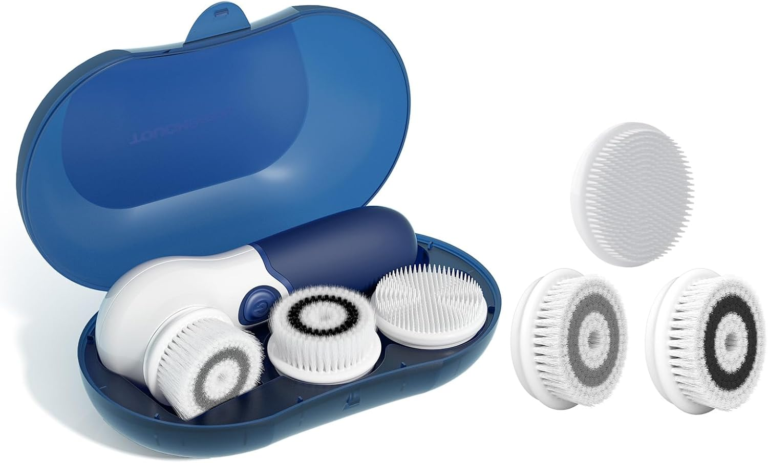 Facial Cleansing Brush Set Bundled with 3Pcs Replacements(Navy Blue)