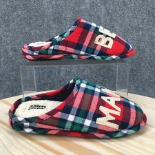 DLuxe By Dearfoams Slippers Womens 5-6 Mule Multicolor Plaid Closed Toe Comfort