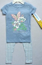 Carter's Toddler 2T 2-Piece Butterfly 100 Snug Fit Cotton Pajamas Blue 2R167110