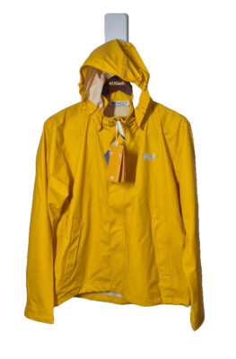 Helly Hansen Jacket Jr 16 Yellow Regular Fit Moss Helox+ Hooded Raincoat NEW