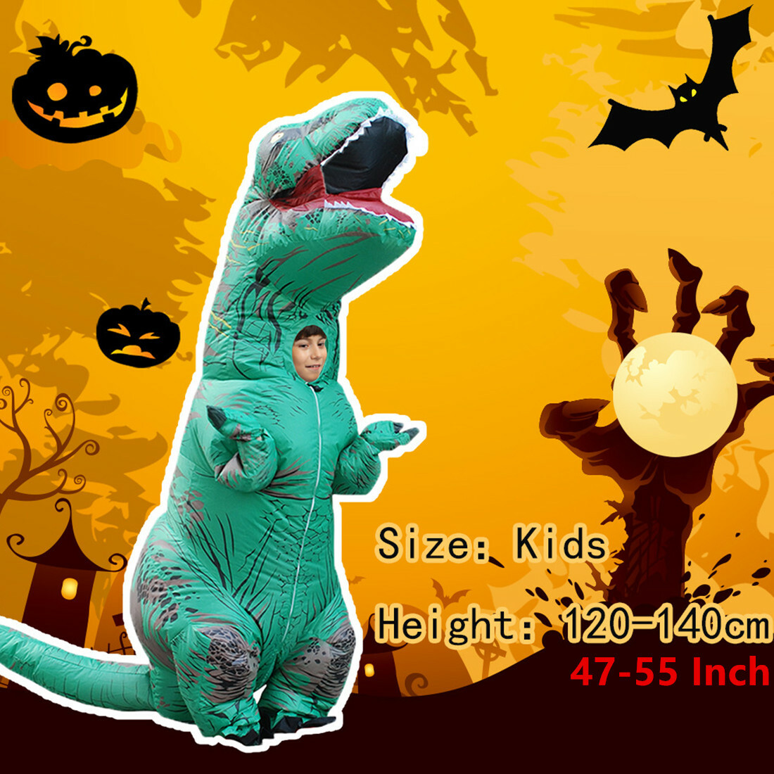 TRex Inflatable Dinosaur Costume Cosplay Halloween Blow Up Outfit Kid