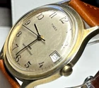 Timex Mercury Watch Vintage Man's Hand-Wind Mechanical Gold Tone Date, Running