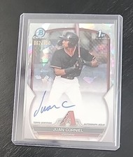 2023 Bowman Chrome JUAN CORNIEL Atomic Refractor 1st Prospect Auto #'d 62/100 
