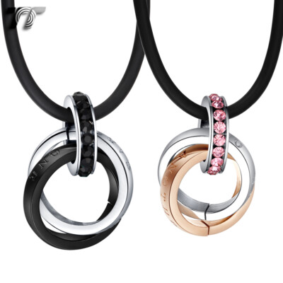 TT 316 Stainless Steel Love Pendant Necklace For Couple Two Free Chains (NP246D)