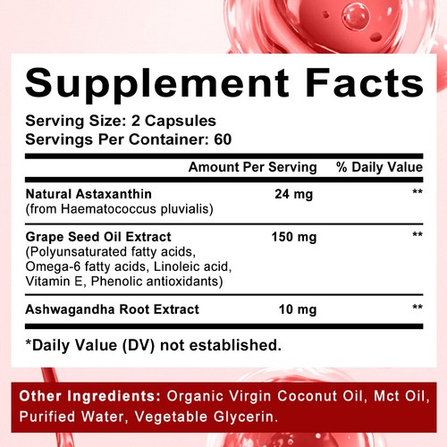 Astaxanthin Capsules,Supports Brain,Immune,Heart,Skin,Joint,Eye Health - Picture 10 of 13