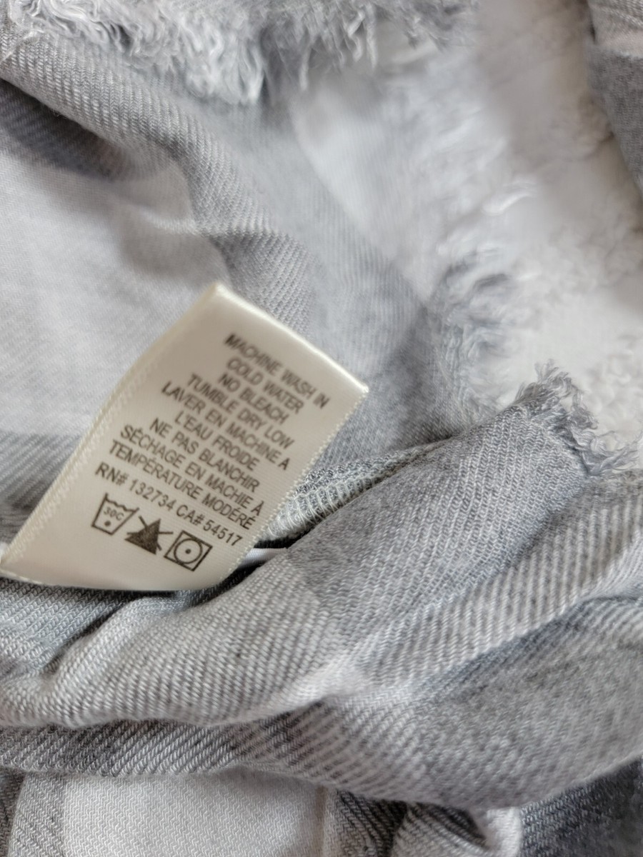 Cloth & Stone Womens Flannel Buffalo Check Henley Shirt Small Gray