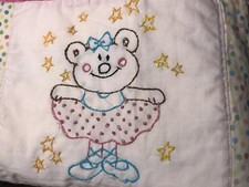 Homemade Baby Quilt Blanket Patchwork Pink White Multicolor Female Bears Gira