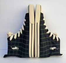 Boys Polo Ralph Lauren Dark Navy Plaid Conrad Sneaker Shoes Size 6 Barely Worn