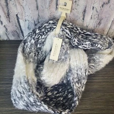 Women's Sonoma Chunky Infinity Winter Scarf Fuzzy Gray & White, Soft - NEW