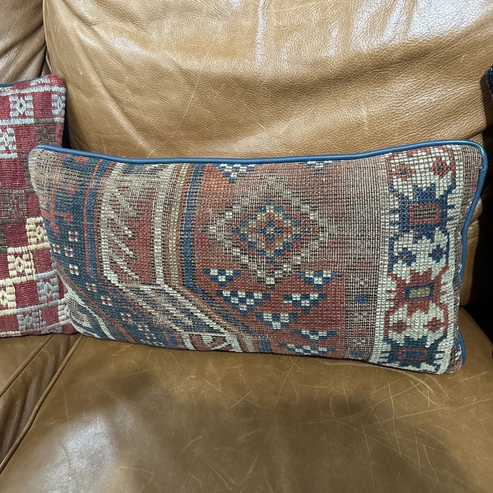 Funda de Almohada Kilim, Funda de Cojín Naranja 20"x28", Almohadas de Diseño Foto 2 de 4