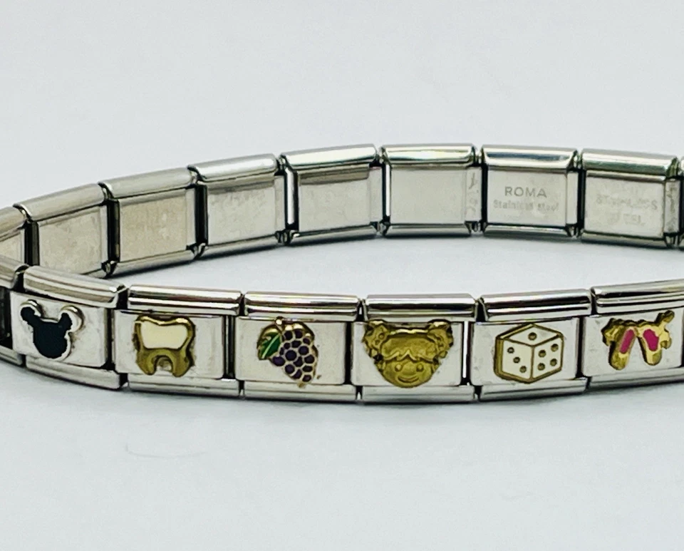 Pulsera Mujer De Colección Acero Inoxidable Elastizada Expansión Multicolor Cristales Disney Foto 2 de 4