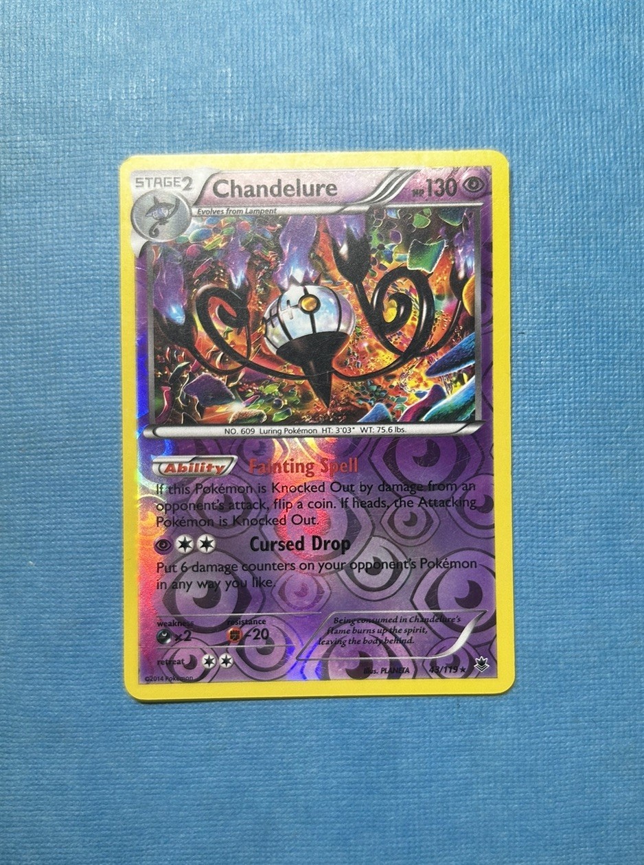 Chandelure 43/119 XY-Phantom Forces Reverse Holo LP Fast + Free Shipping Nice